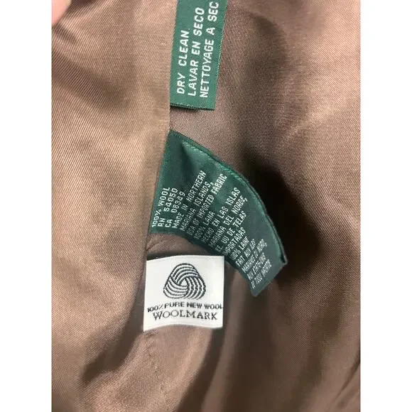 Lauren Ralph Lauren Wool Coat Brown Herringbone Button Front Women’s M - Picture 9 of 11